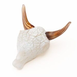 Glass Steer Skull Sculpture – Assorted Colors