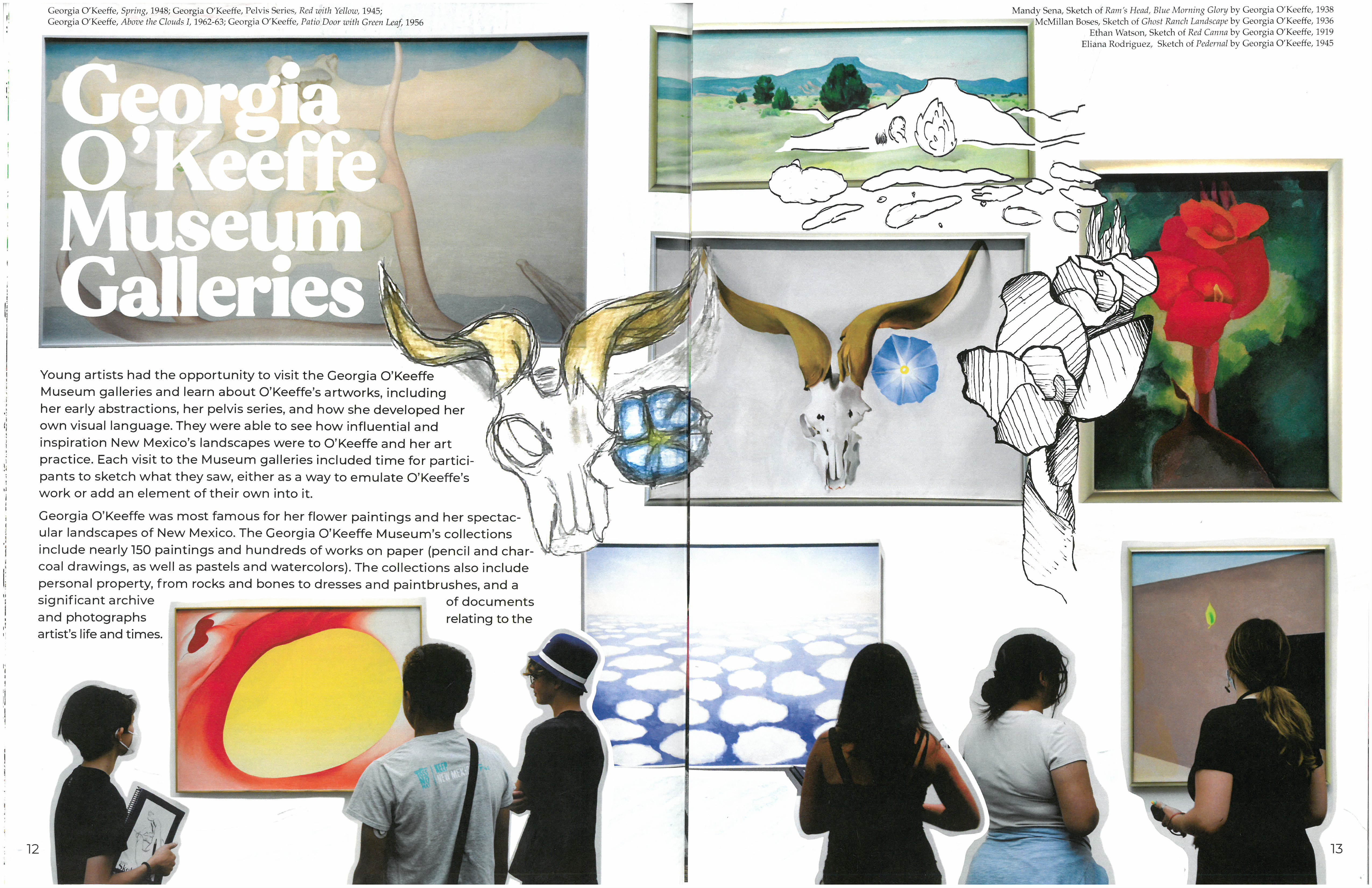 Photos and illustrations with descriptions of the A&L students' visit to the Museum galleries