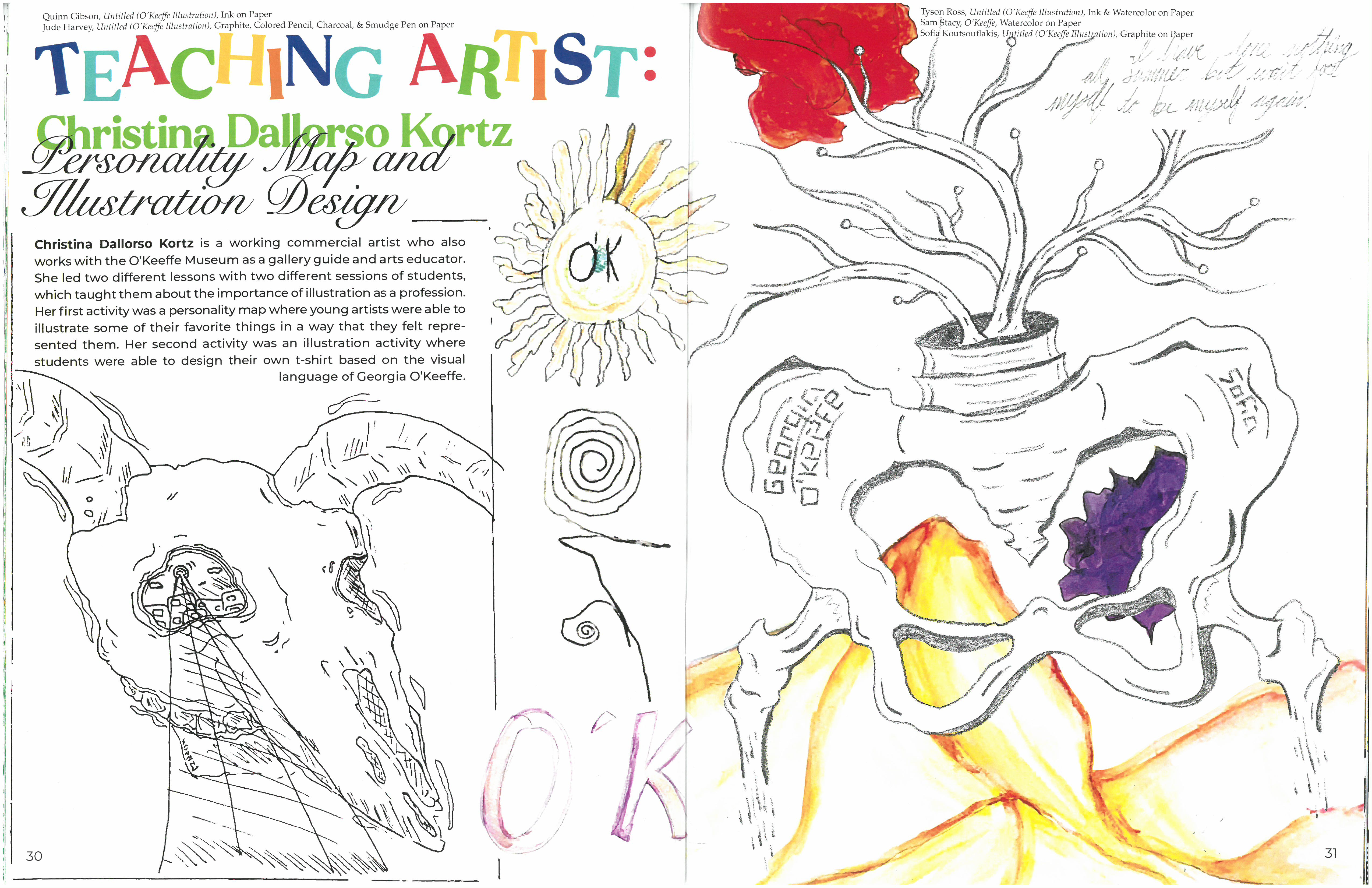 Pages from the A&L Zine showing illustrations of bones with other drawings