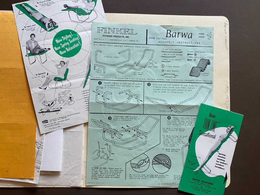 Three pamphlets and instruction manuals on assembly and use of a Barwa chair.