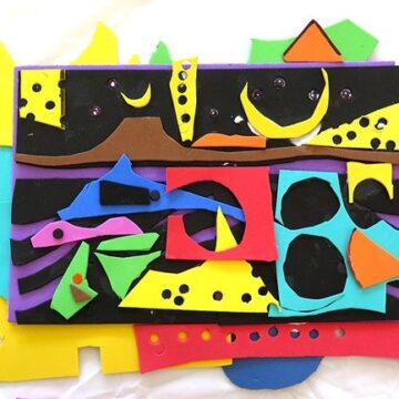 Landscape made with colorful pieces of foam